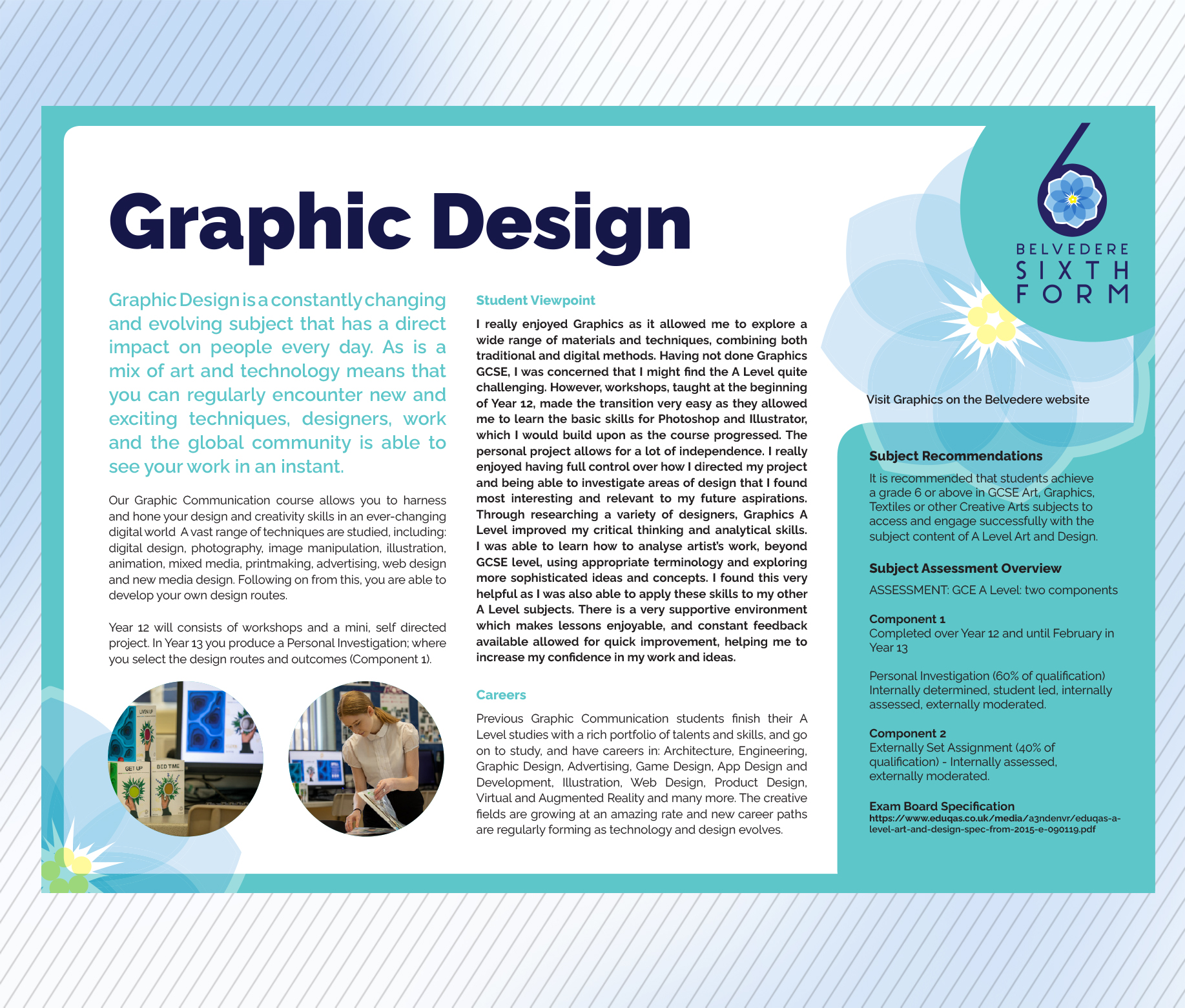 Belvedere Academy Sixth Form Prospectus subject page design